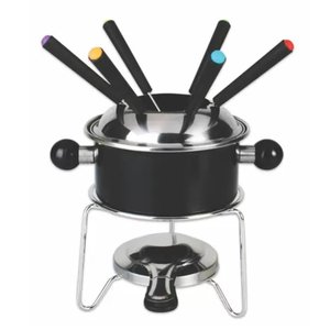 Conjunto Fondue Inox 1 Litro 10 Peças 6 Pessoas Chocolate Molhos