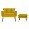 Kit Namoradeira e Puff Opala Palito Mel Suede Amarelo - STS Móveis - 1