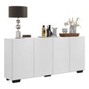 Ver imagem 1 de Aparador Buffet 4 Portas Com Pés Quadrados Veneza Multimóveis V3557 Branco/Preto Branco/Preto