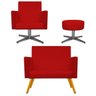 Kit Namoradeira, Poltrona Beatriz e Puff Sofia Base Giratória de Metal Corano Vermelho - STS Mó - 1