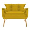Kit Namoradeira, Poltrona e Puff Opala Base Giratória de Metal Suede Amarelo - STS Móveis - 3
