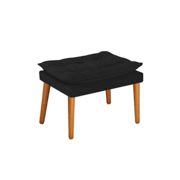 Kit Namoradeira e Puff Apolo Pés Palito Mel Suede Preto - STS Móveis - 4