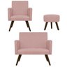 Kit Namoradeira, Poltrona Beatriz e Puff Sofia Palito Tabaco Suede Rosê - STS Móveis - 1