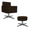 Kit Poltrona Beatriz e Puff Sofia Base Giratória de Metal Corano Marrom - STS Móveis - 1