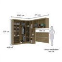 Ver imagem 3 de Quarto com Roupeiro Maleiro e Cabeceira Paris Luciane Móveis Avelã Pf-cinammon Pf