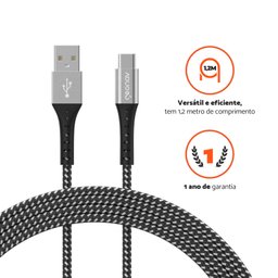 Cabo Usb-c para Usb Essential 1,2 Metro 2.0 38w Preto - 3