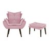 kit Poltrona e Puff Apolo Palito Tabaco Suede Rosa Bebê - STS Móveis - 1