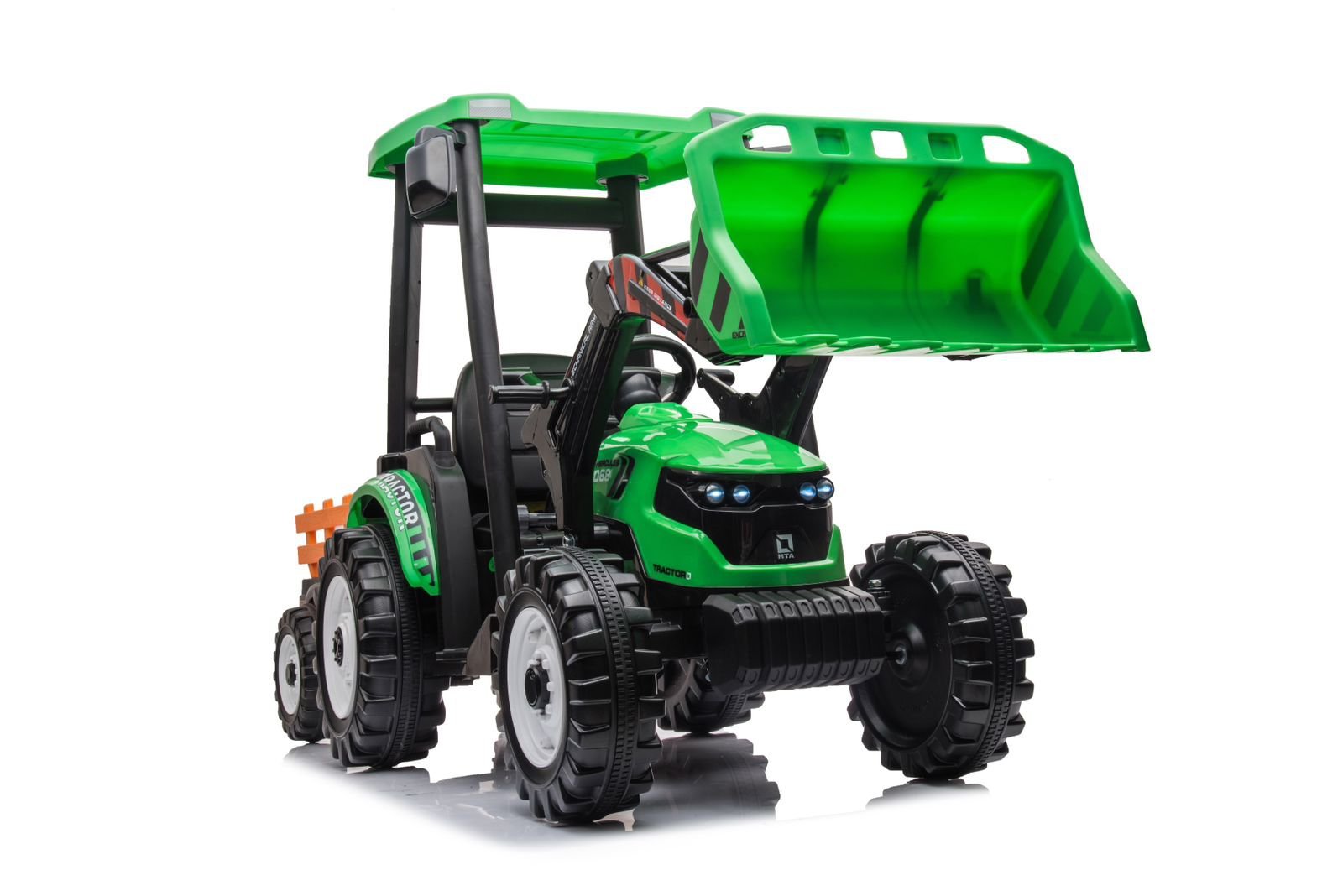 Trator com Pá Carregadeira e Carroceria Verde Elétrico Infantil a Bateria Para Crianças Motorizado - 3