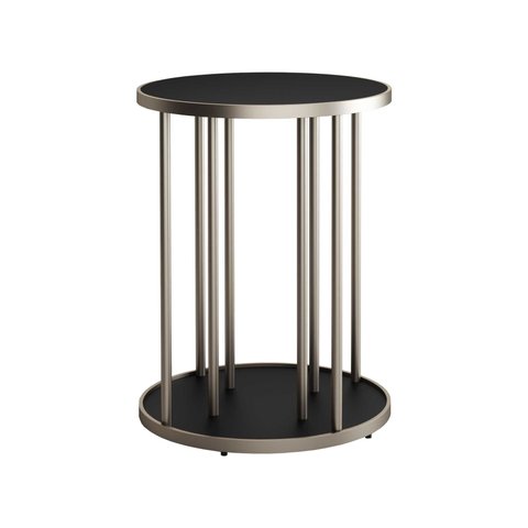 Base Mesa Redonda Arkadina Jantar Aço Carbono Cor Champagne para Tampo Vidro ou Tampo Madeira