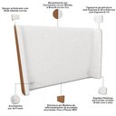 Ver imagem 4 de Cabeceira Queen Nilo 160cm com Cama Pés Madeira Suném P05 Couríssimo Whisky Bouclê Cru - Lyam