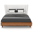 Ver imagem 3 de Cabeceira Queen Nilo 160cm com Cama Pés Madeira Suném P05 Couríssimo Whisky Bouclê Cru - Lyam