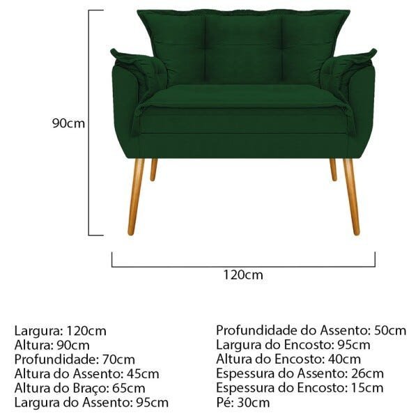 Namoradeira Opala Pés Palito Mel Suede Verde - STS Móveis - 3