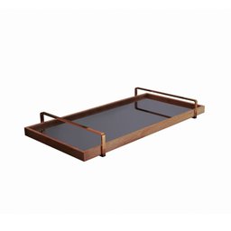 Bandeja Decorativa Espelhada Alça Cobre Larflex Madeira - 2