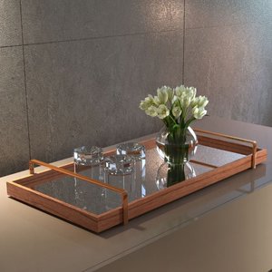 Bandeja Decorativa Espelhada Alça Cobre Larflex Madeira