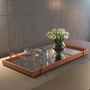 Ver imagem 1 de Bandeja Decorativa Espelhada Alça Cobre Larflex Madeira