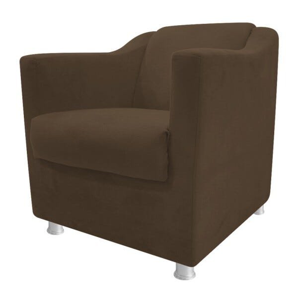 kit Poltrona Tilla e Puff Dado Suede Marrom - STS Móveis - 6