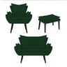 Kit Namoradeira, Poltrona e Puff Apolo Palito Tabaco Suede Verde - STS Móveis - 1
