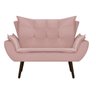 Kit Namoradeira e Puff Apolo Pés Palito Tabaco Suede Rosê - STS Móveis - 2