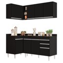 Ver imagem 1 de Armário de Cozinha Modulado de Canto Direito 4 Peças Cp38 Balcão com Tampo Preto - Lumil