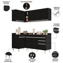 Ver mais imagens de Armário de Cozinha Modulado de Canto Direito 4 Peças Cp38 Balcão com Tampo Preto - Lumil