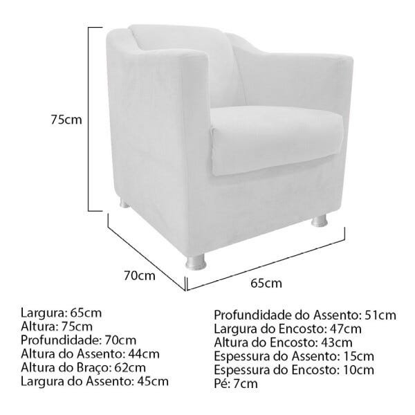 Kit 2 Poltronas Decorativas Tilla Corano Branco - 5