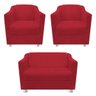 kit 02 Poltronas e 01 Namoradeira Tilla Suede Vermelho - STS Móveis - 1