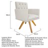 Kit 2 Poltronas Fernanda Base Giratória de Madeira Suede Bege - 5