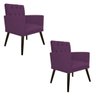 Kit 2 Poltronas Fernanda Palito Tabaco Suede Roxo - 1