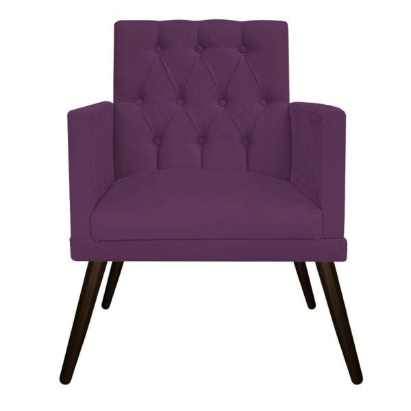 Kit 2 Poltronas Fernanda Palito Tabaco Suede Roxo - 2