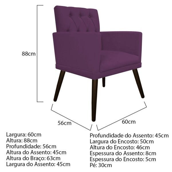 Kit 2 Poltronas Fernanda Palito Tabaco Suede Roxo - 5