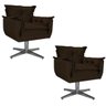 Kit 2 Poltronas Opala Base Giratória de Metal Suede Marrom - Sts Móveis - 1