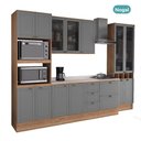 Ver imagem 4 de Cozinha Completa Milla Soul 13 Portas 5 Gavetas MDF-MDP 320cm Cinza com Nogal Móveis Carraro