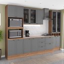 Ver imagem 1 de Cozinha Completa Milla Soul 13 Portas 5 Gavetas MDF-MDP 320cm Cinza com Nogal Móveis Carraro