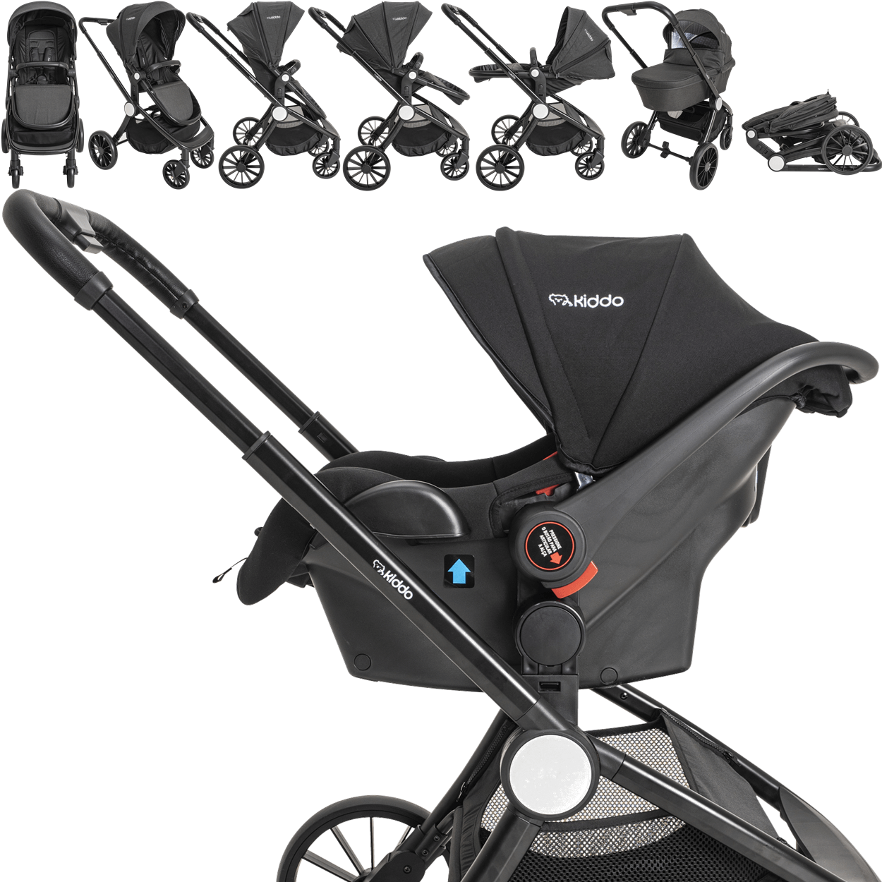 Carrinho Moises Bebe Conforto Base Isofix Kiddo Sunny Preto - 3