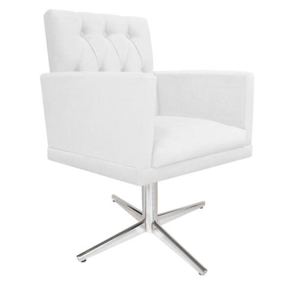 Kit 2 Poltronas Fernanda Base Giratória de Metal Suede Branco - 3