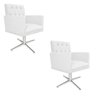 Kit 2 Poltronas Fernanda Base Giratória de Metal Suede Branco - 1