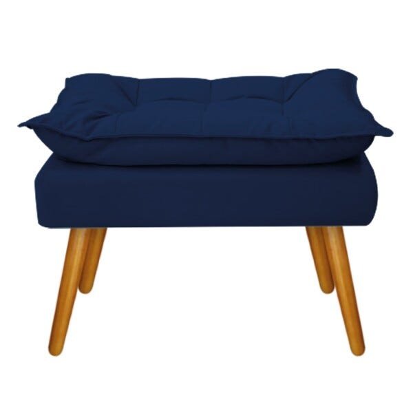 Kit 2 Poltronas e 2 Puff Opala Palito Mel Suede Azul Marinho - Sts Móveis - 4