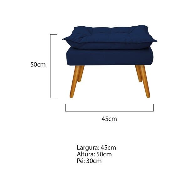 Kit 2 Poltronas e 2 Puff Opala Palito Mel Suede Azul Marinho - Sts Móveis - 6