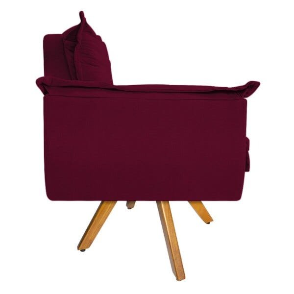 Kit 2 Poltronas Opala Base Giratória de Madeira Suede Bordô - Sts Móveis - 4