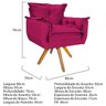 Kit 2 Poltronas e Puff Opala Base Giratória de Madeira Suede Pink - Sts Móveis - 5