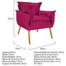 Kit 2 Poltronas e 2 Puff Opala Palito Mel Suede Pink - Sts Móveis - 5