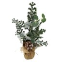 Ver imagem 4 de Kit 2 Arranjos Enfeite de Mesa Rústico Natal Folhagens e Pinha Natural 37cm - Magizi