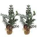 Ver imagem 1 de Kit 2 Arranjos Enfeite de Mesa Rústico Natal Folhagens e Pinha Natural 37cm - Magizi