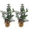 Kit 2 Arranjos Enfeite de Mesa Rústico Natal Folhagens e Pinha Natural 37cm - Magizi - 1