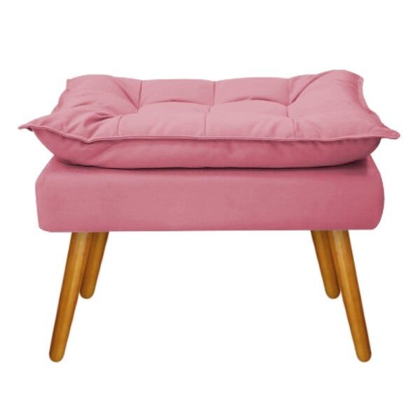 Kit 2 Poltronas e 2 Puff Opala Palito Mel Suede Rosa Bebê - Sts Móveis - 4