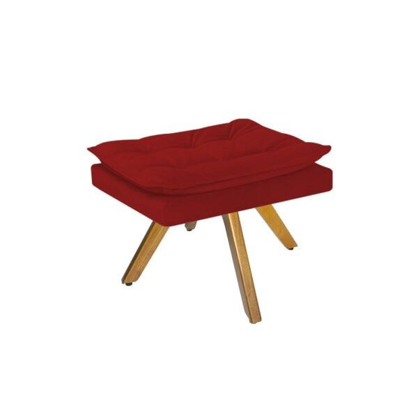 Kit 2 Poltronas e Puff Apolo Base Giratória de Madeira Suede Vermelho - 4