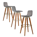 Ver imagem 2 de Kit 3 Banquetas Linea Base Madeira Cozinha Bar Bancada Alta:cinza/champanhe