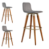 Kit 3 Banquetas Linea Base Madeira Cozinha Bar Bancada Alta:cinza/champanhe - 3