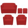 kit 02 Poltrona, 01 Namoradeira Tilla e 02 Puffs Dado Corano Vermelho - STS Móveis - 1