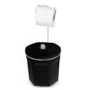 Ver imagem 1 de Suporte Cromado Porta Papel Higiênico Com Lixeira Preta - Kit com 2 unid